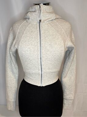 Lululemon Scuba Cropped Full Zip Hoodie Light Heathered Cream Size 2